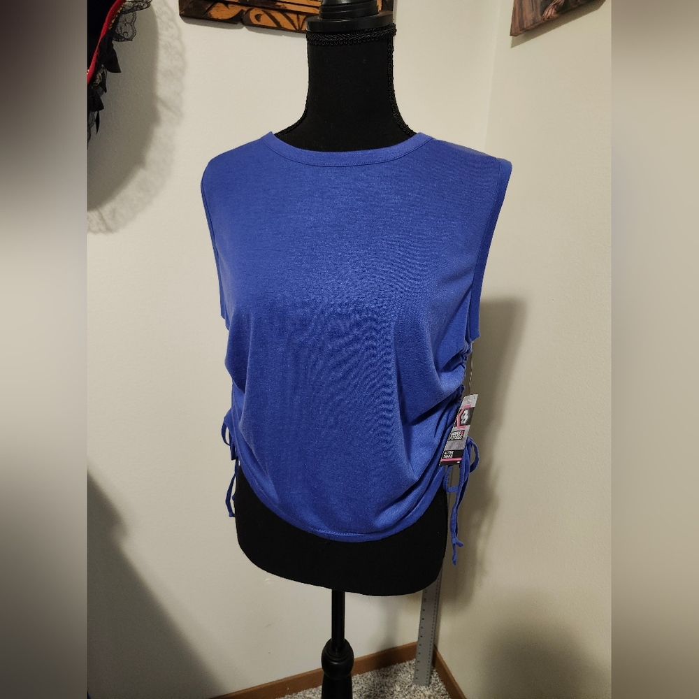 BRAND NEW W/ TAGS Blue Active Tank Top w/ Side Drawstrings